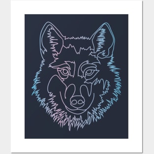 Vector wolf in one line Vector wolf in one line Posters and Art